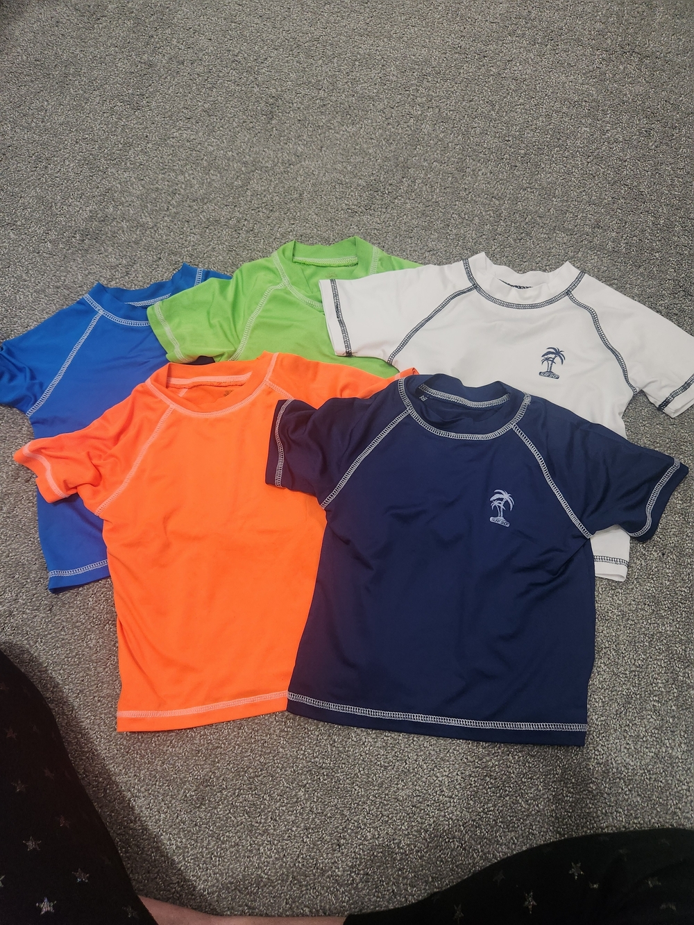 Kids Short Sleeve Swim Rash Guard - Navy, White, Orange, Green, Blue 2t